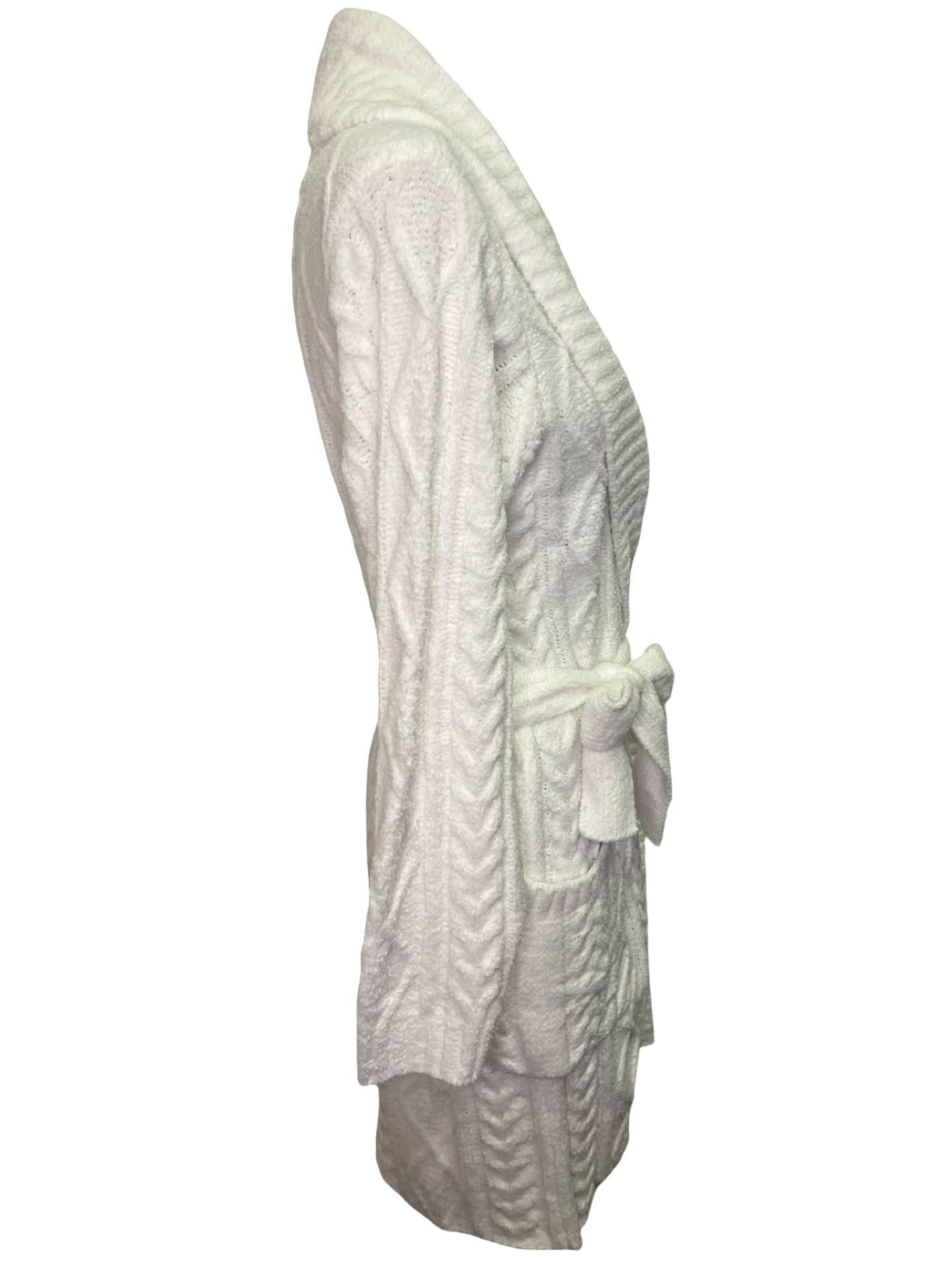 Chenille Cozy Cable Shawl Collar Robe Ivory