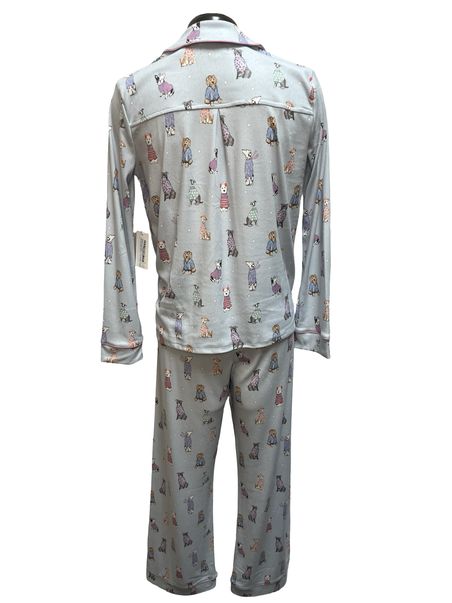 Doggone Cold Dog Print Pointelle PJ Pant Set Blue Haze