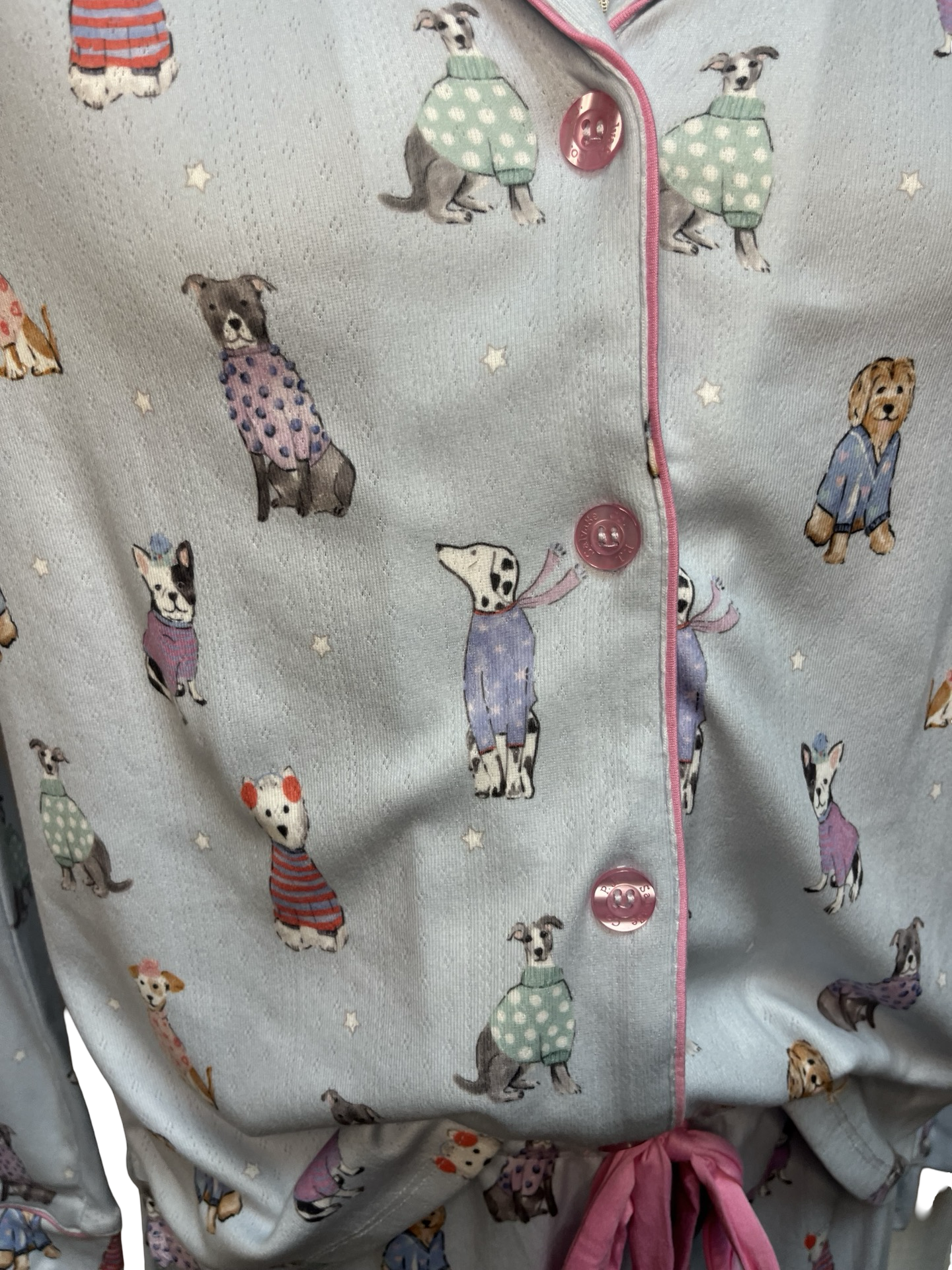 Doggone Cold Dog Print Pointelle PJ Pant Set Blue Haze