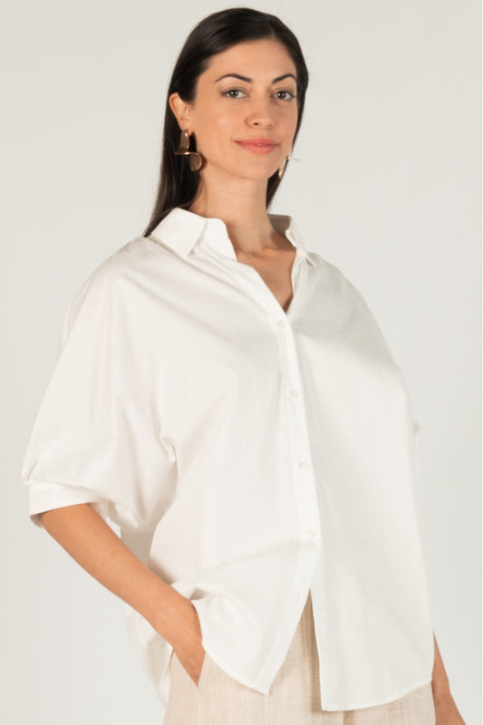Oversized Button Up Top White