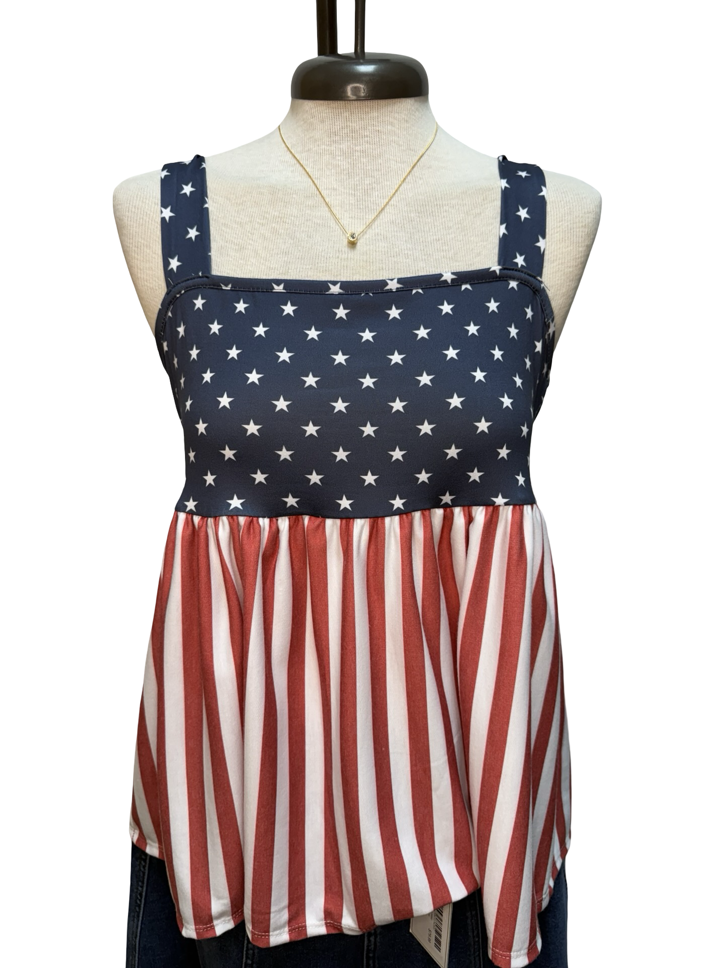 Patriotic American Flag Babydoll Tank Top
