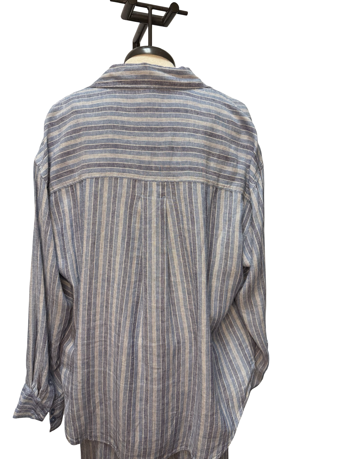 Perfect Striped Button Up Top Indigo