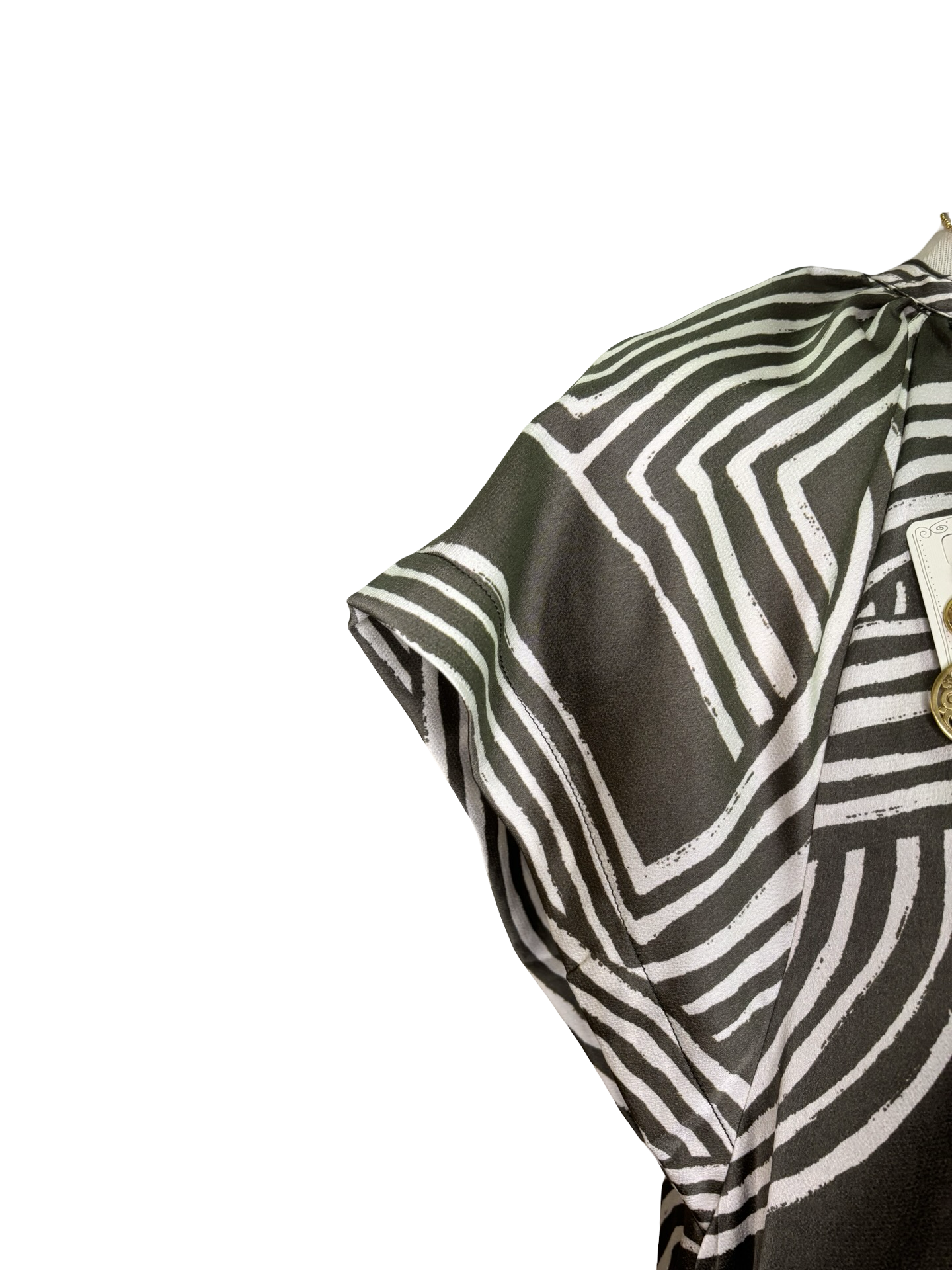 Print Tunic Mini Dress Khaki