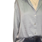 Shimmer Button Down Woven Top Ice Blue