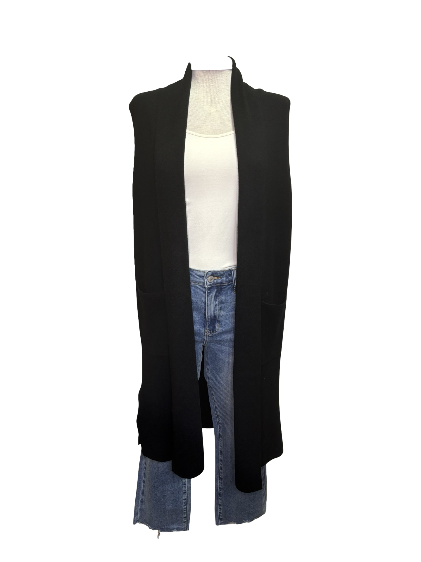 Sleeveless Open Knitted Cardigan