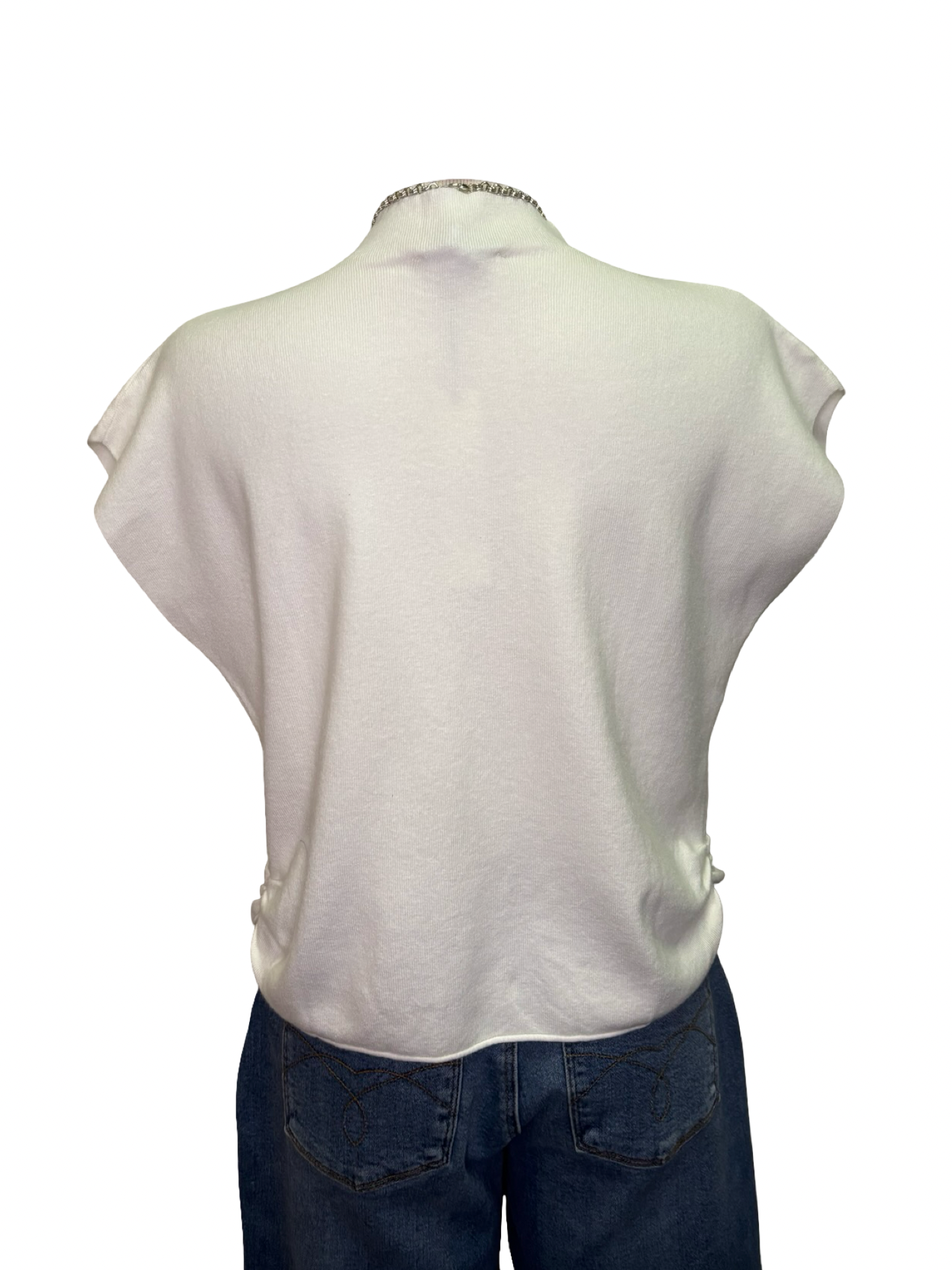 Sweater Vest with Shirring Detail Off White