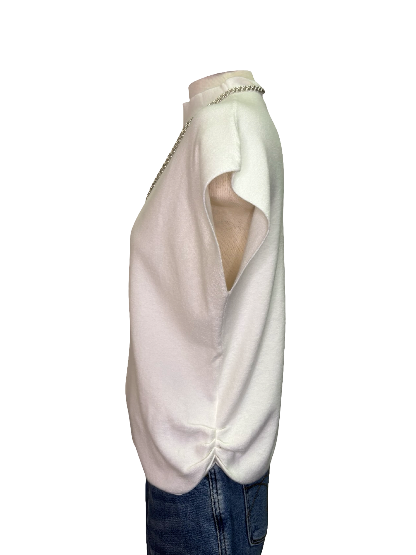 Sweater Vest with Shirring Detail Off White