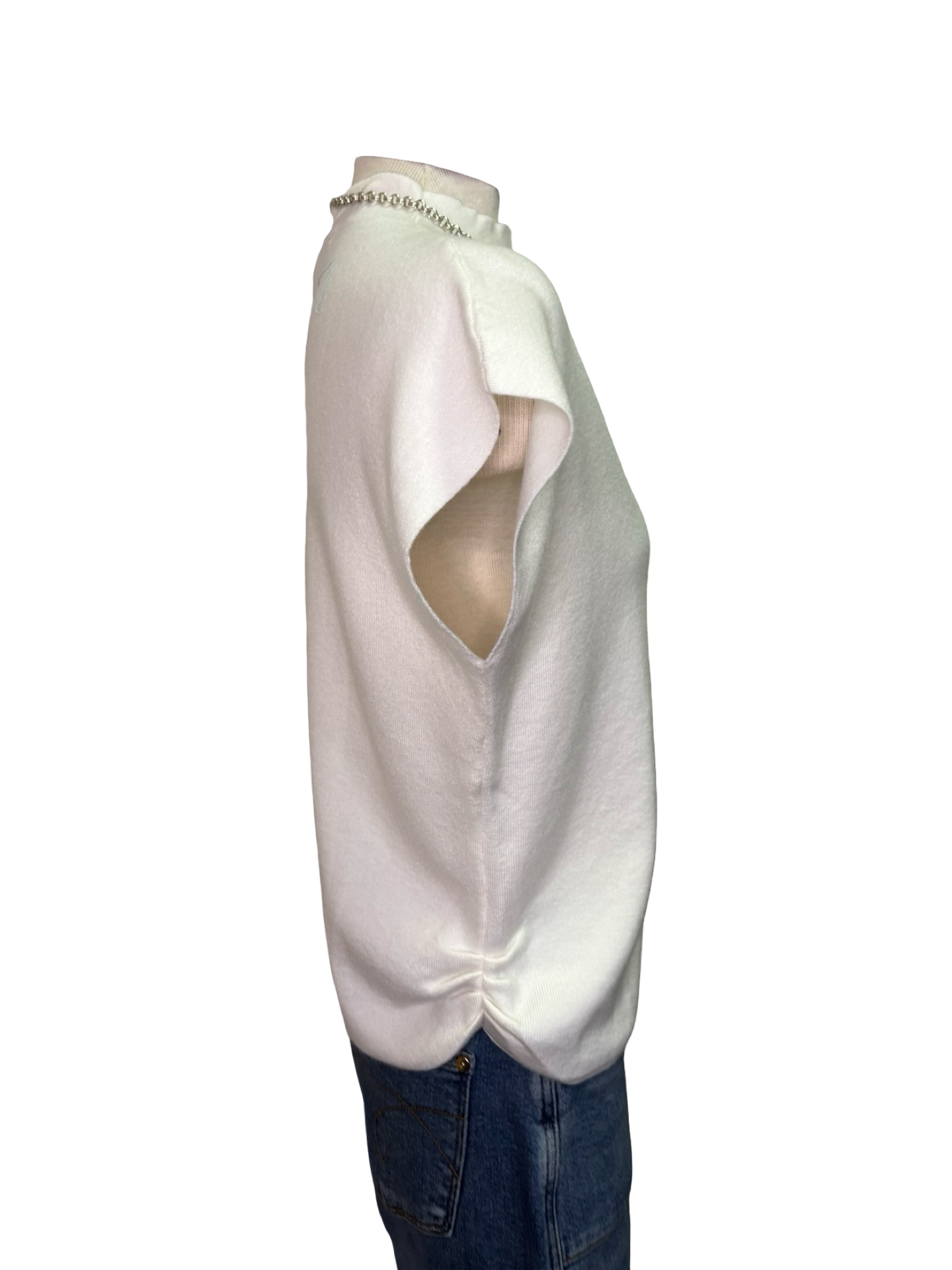 Sweater Vest with Shirring Detail Off White
