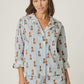 Afterparty Poplin Stripe & Poodle Print Long Sleeve Top