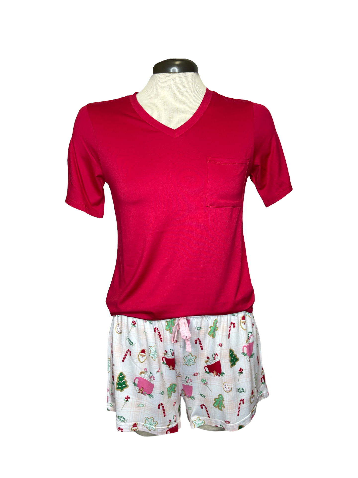 Highlands V Neck Pocket Tee Red