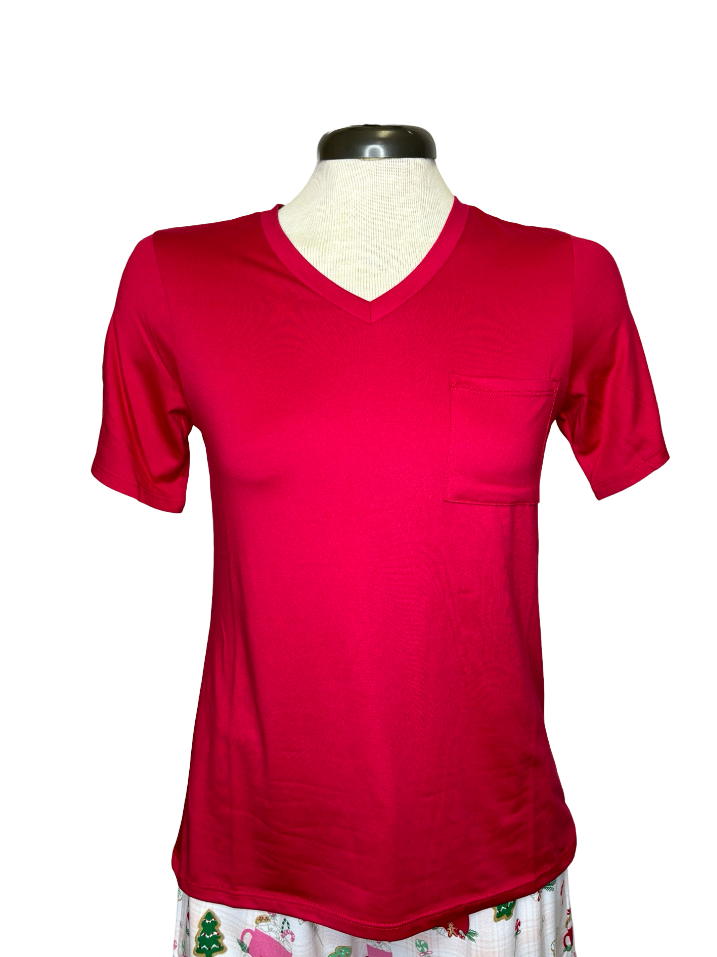 Highlands V Neck Pocket Tee Red