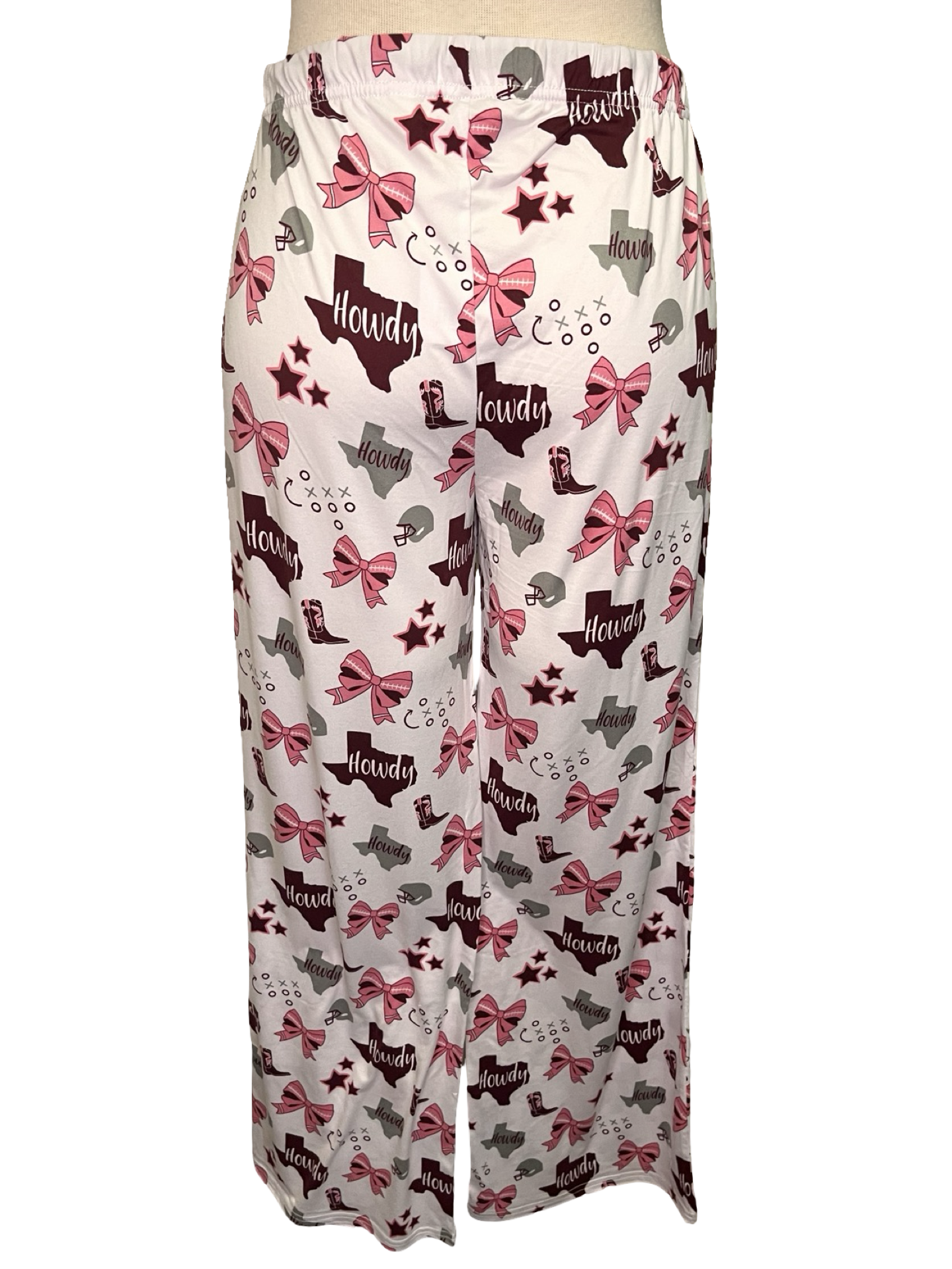 Put a Bow On It Sleep Pants White/Maroon/Pink