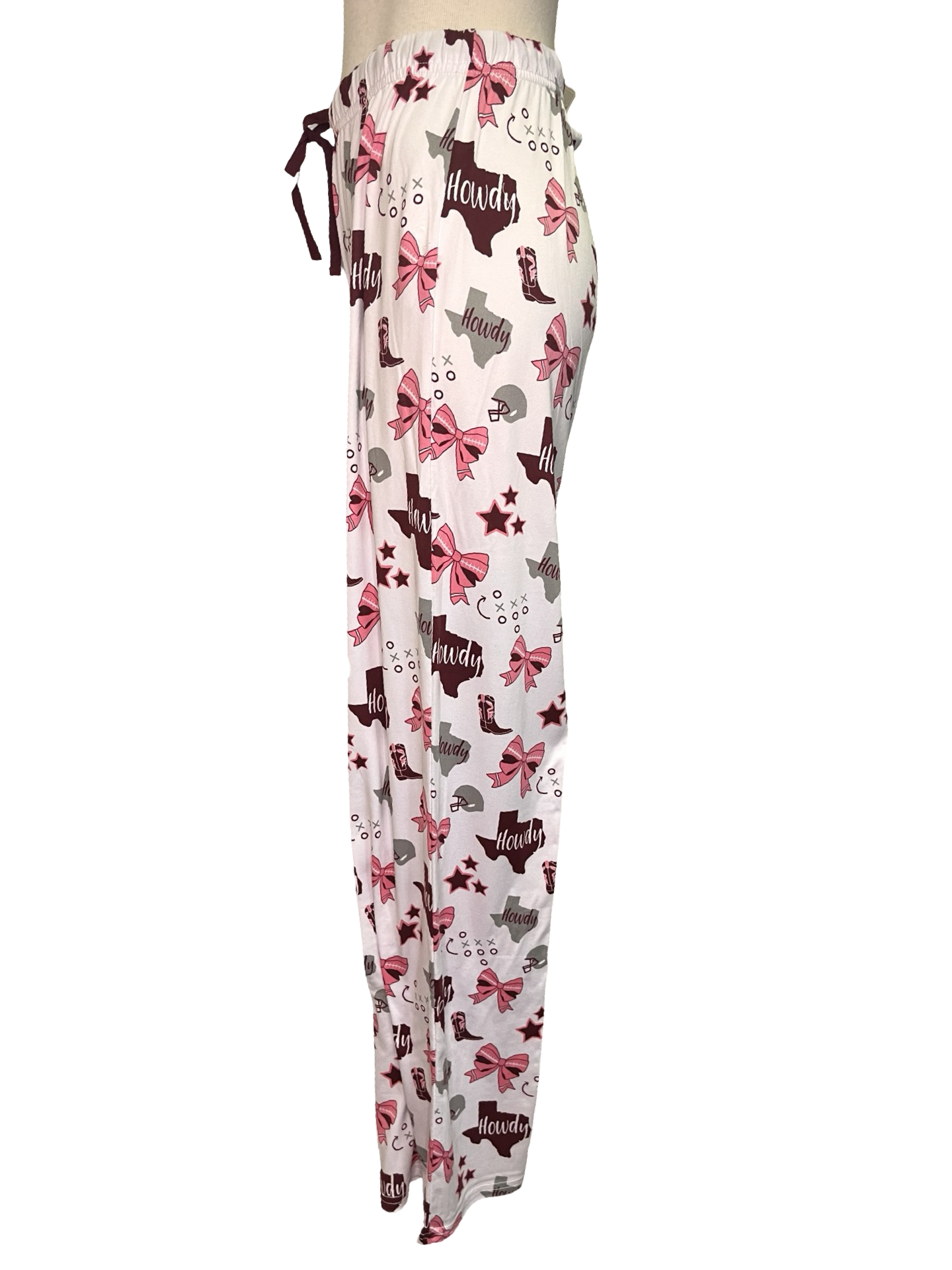 Put a Bow On It Sleep Pants White/Maroon/Pink