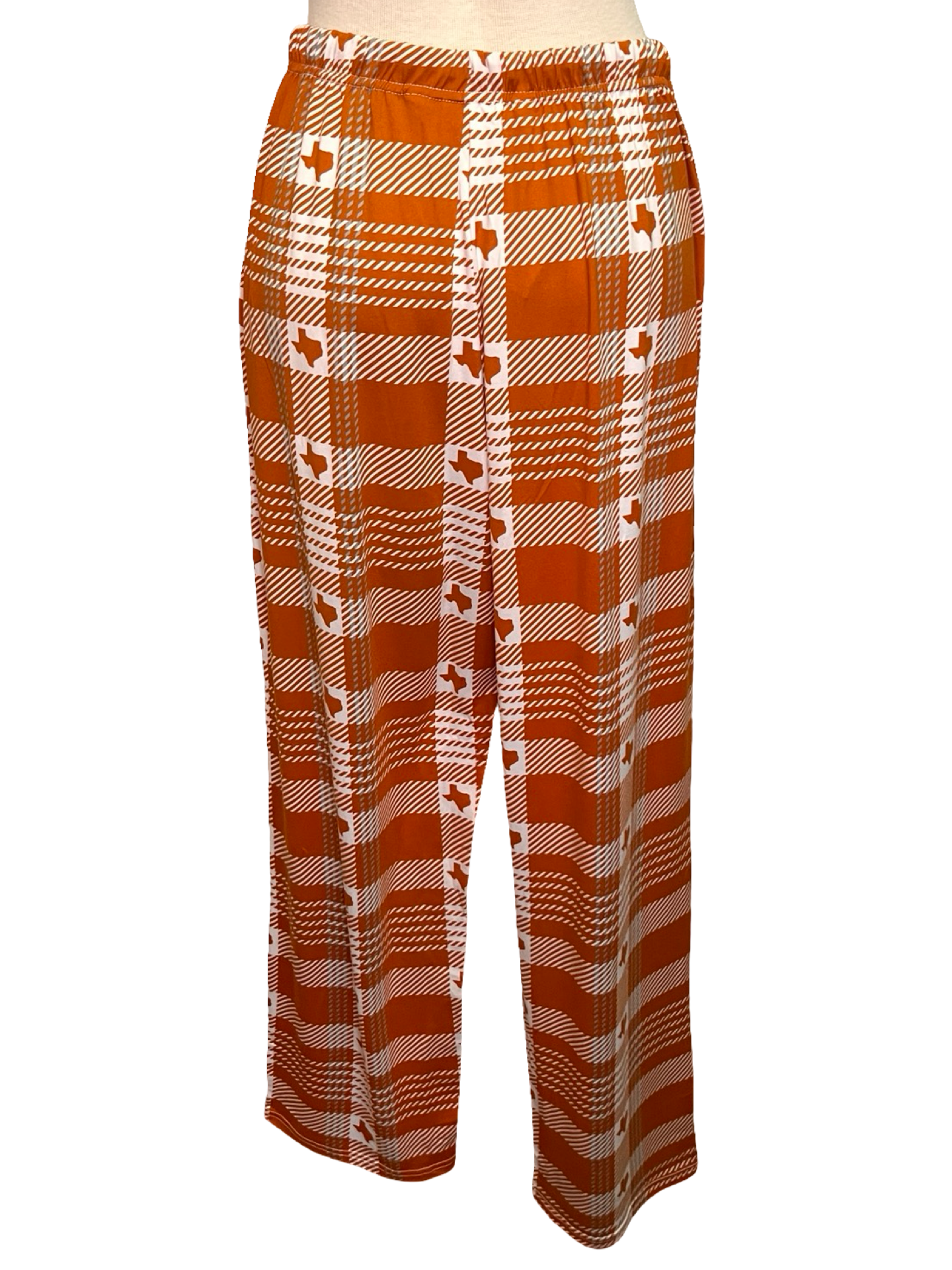 Texas Plaid Men's Sleep Pants Burnt Orange/White