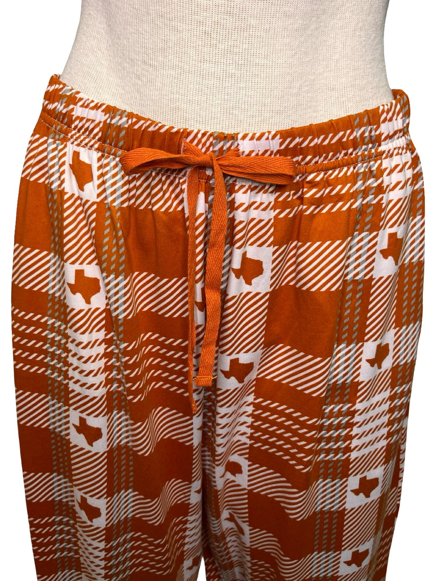 Texas Plaid Men's Sleep Pants Burnt Orange/White