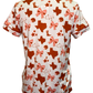 Put a Bow On It Short Sleeve Button Up Sleep Shirt White/Burnt Orange/Pink