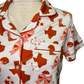 Put a Bow On It Short Sleeve Button Up Sleep Shirt White/Burnt Orange/Pink