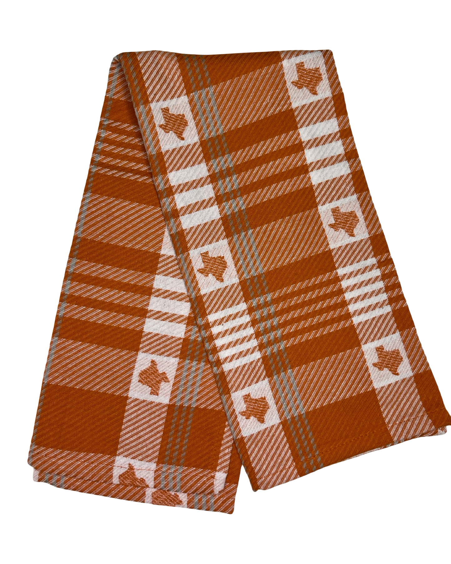 Texas Plaid Jacquard Hand Towel Burnt Orange/White