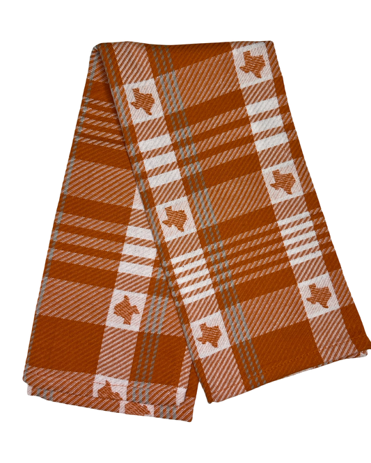 Texas Plaid Jacquard Hand Towel Burnt Orange/White