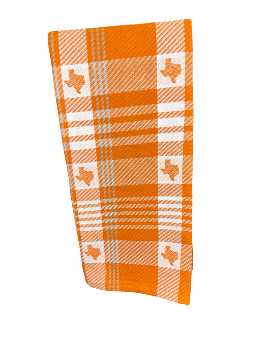 Texas Plaid Jacquard Hand Towel Burnt Orange/White