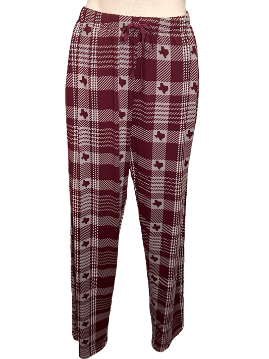 Howdy Plaid Men's Sleep Pants Maroon/Grey