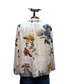 Ruffled Keyhole Neck  Long Sleeve Floral Blouse Pearl