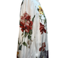 Ruffled Keyhole Neck  Long Sleeve Floral Blouse Pearl