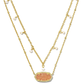 Elisa Pearl Multi Strand Necklace Gold Sand Drusy