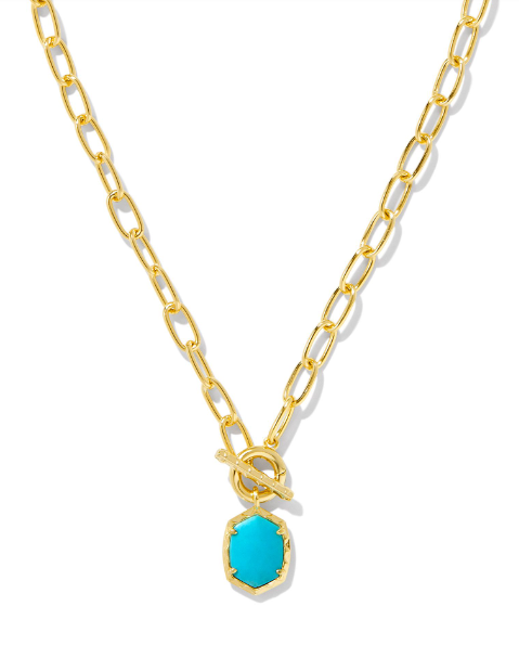 Daphne Link and Chain Necklace Gold Turquoise Magnesite