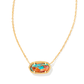 Elisa SHort Pendant Necklace Gold Bronze Veined Turq Mag Red Oyster