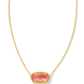 Elisa Short Pendant Necklace Gold Coral Mother of Pearl