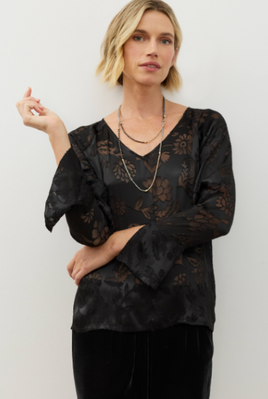 Mayson Flare Sleeve Top Black