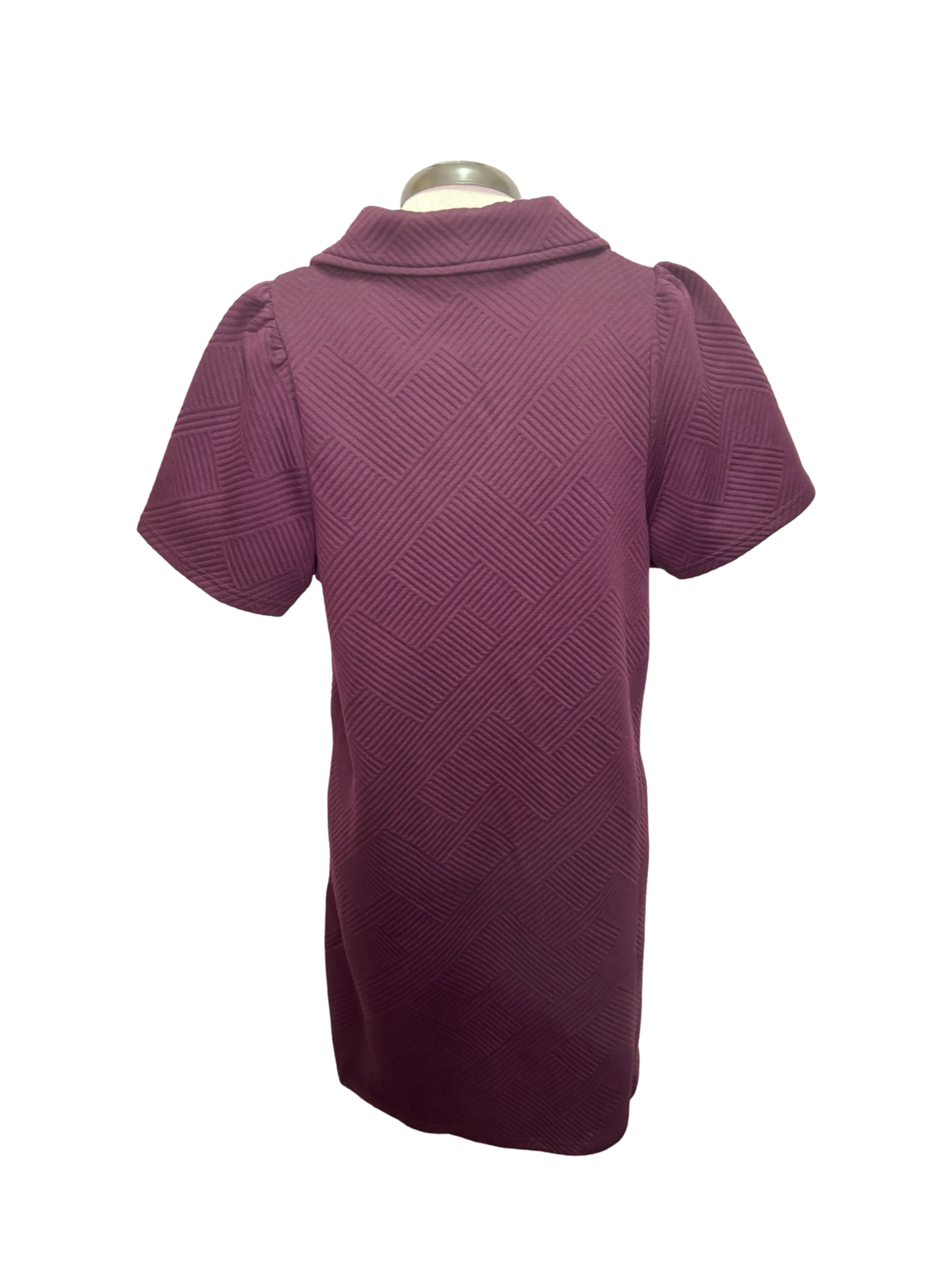 Collared Textured Dress Burgundy