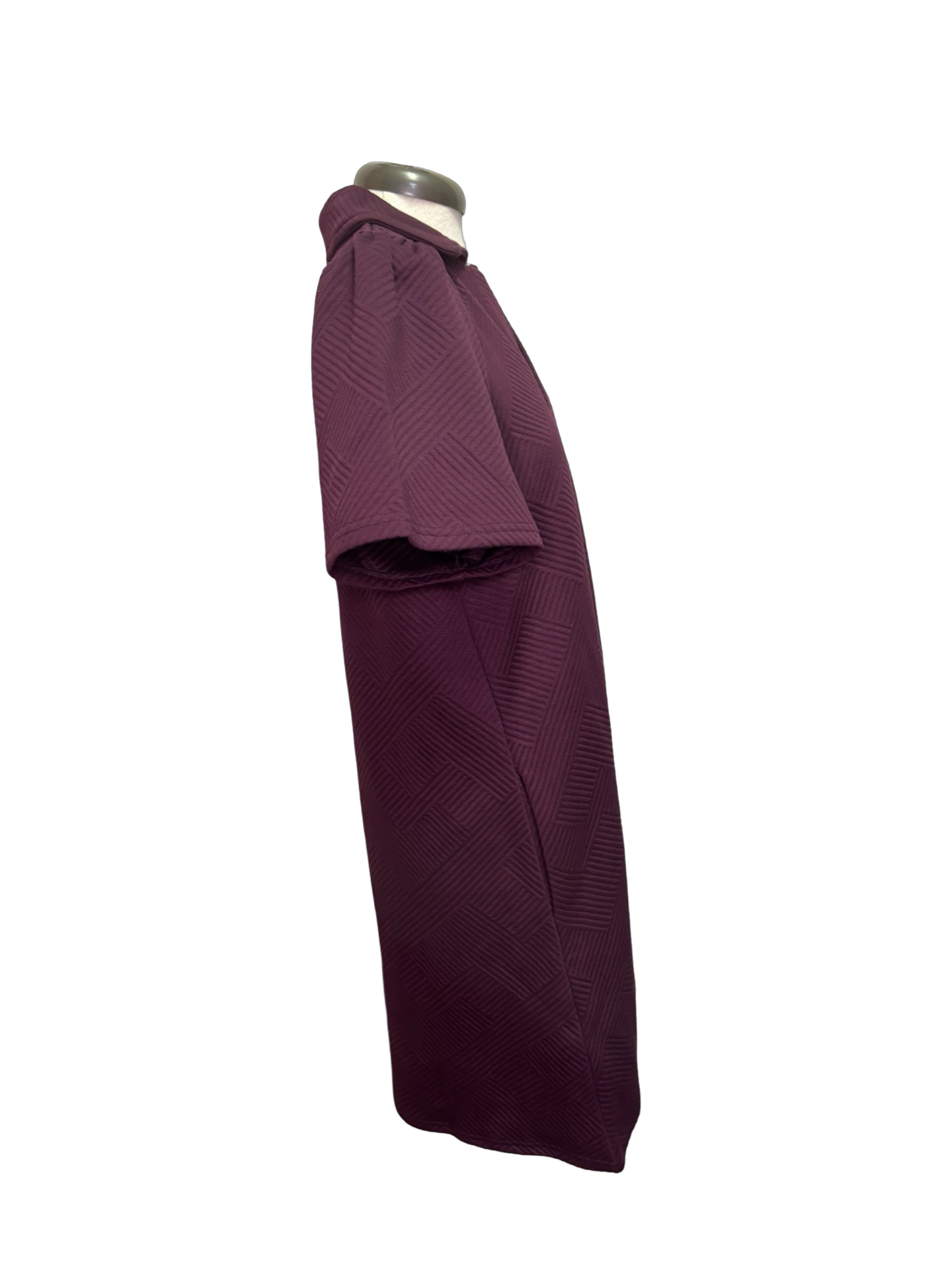 Collared Textured Dress Burgundy