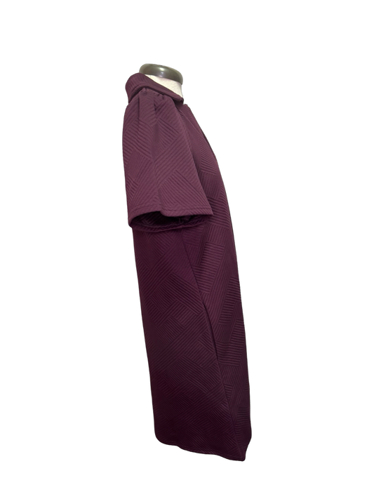 Collared Textured Dress Burgundy