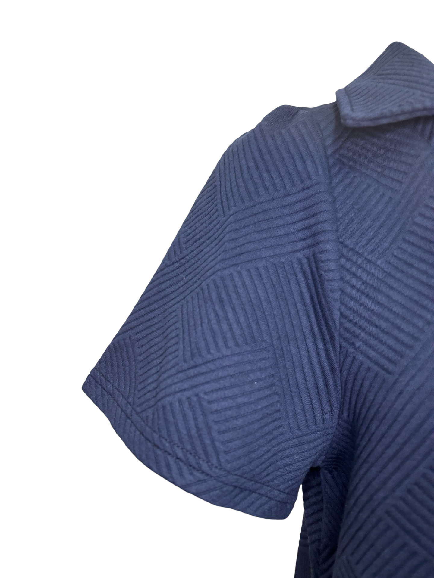Collared Textured Dress Navy