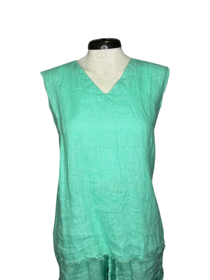 Sequoia Linen Sleeveless Top Aqua