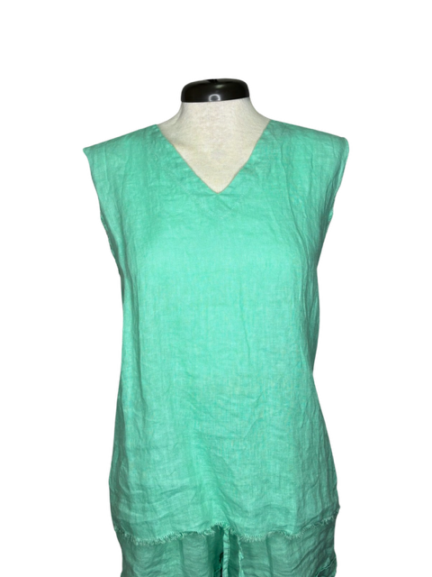 Sequoia Linen Sleeveless Top Aqua