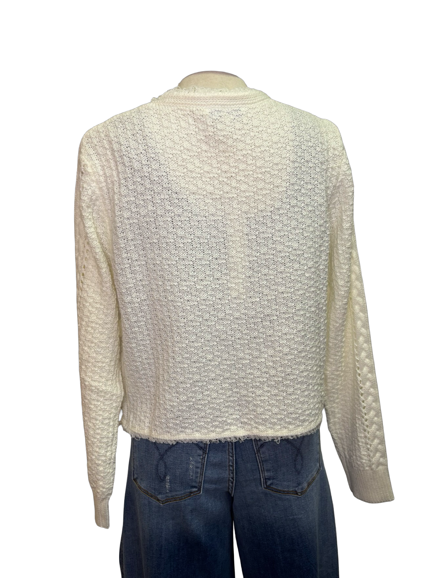 Cardigan Sweater with Front Ties Cream