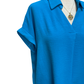 Collared Woven Top Diva Blue
