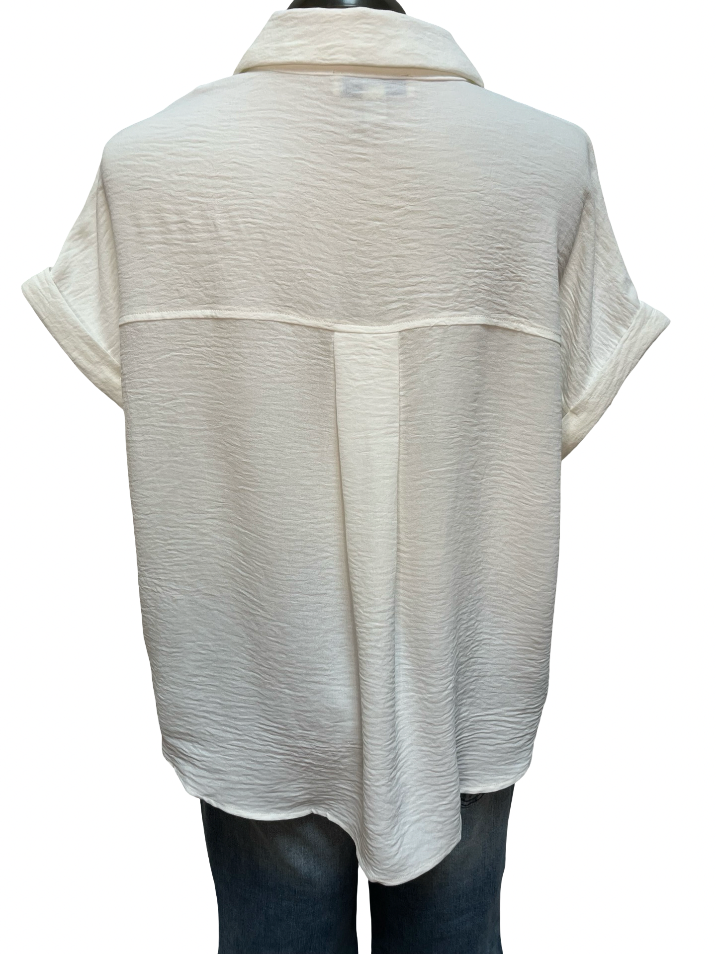 Collared Woven Top Off White