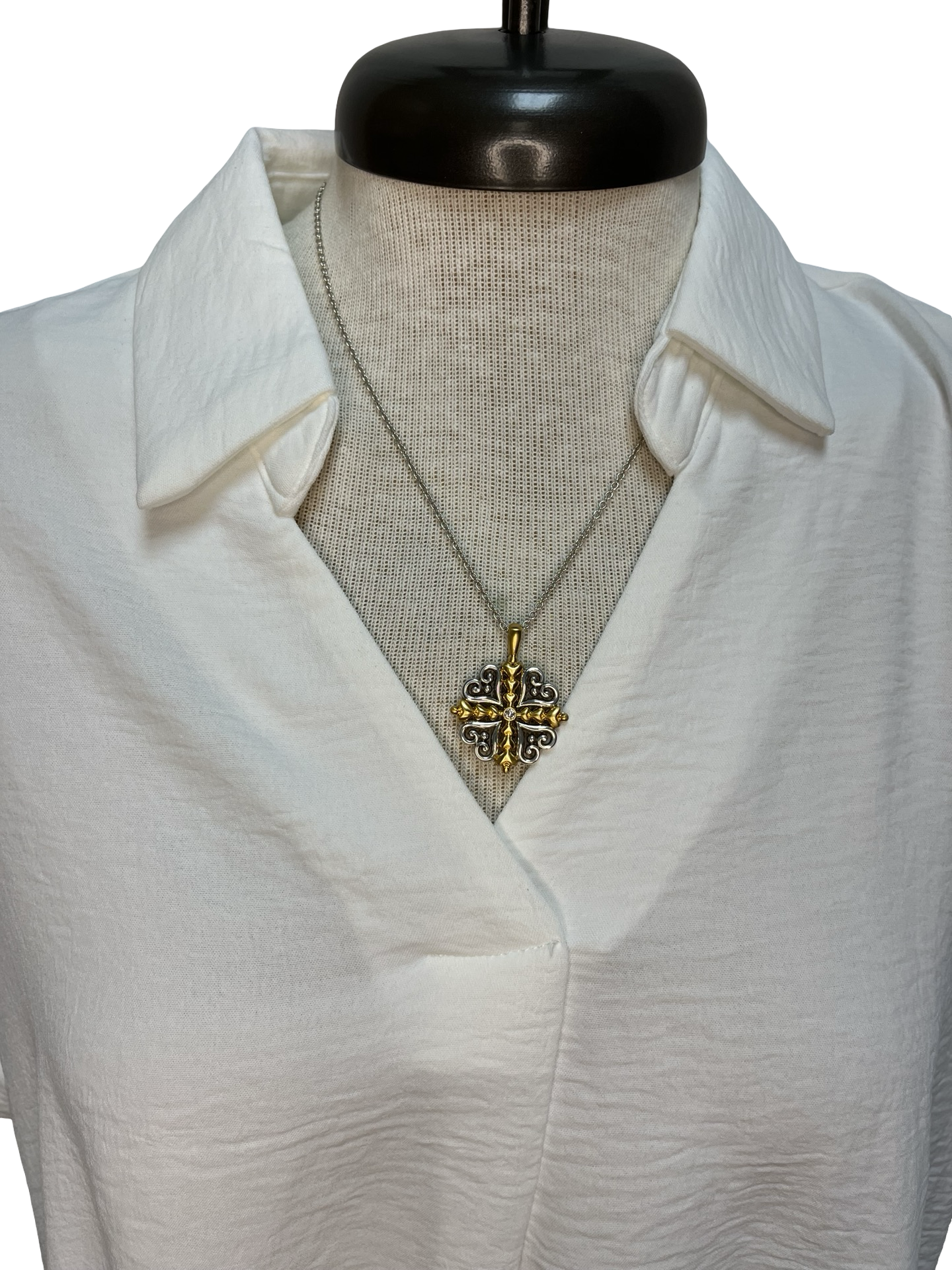 Collared Woven Top Off White