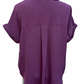 Drop Shoulder Collared Woven Top Purple