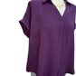 Drop Shoulder Collared Woven Top Purple