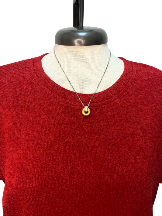 Drop Sleeve Round Neck Knit Top Red