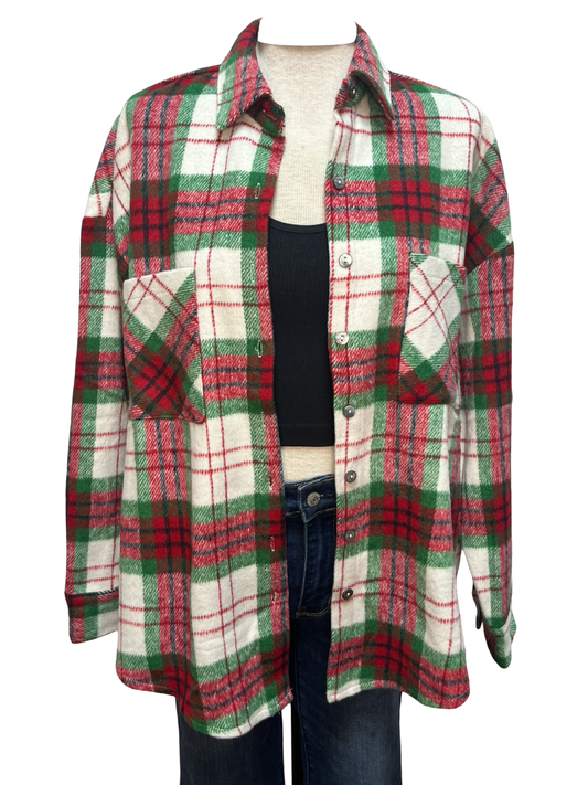 Plaid Shacket Red/Green