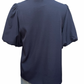 Short Bubble Sleeve Smocked Neck Top Navy