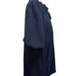 Short Bubble Sleeve Smocked Neck Top Navy