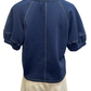 Short Sleeve Knit Stitching Detail Top Navy
