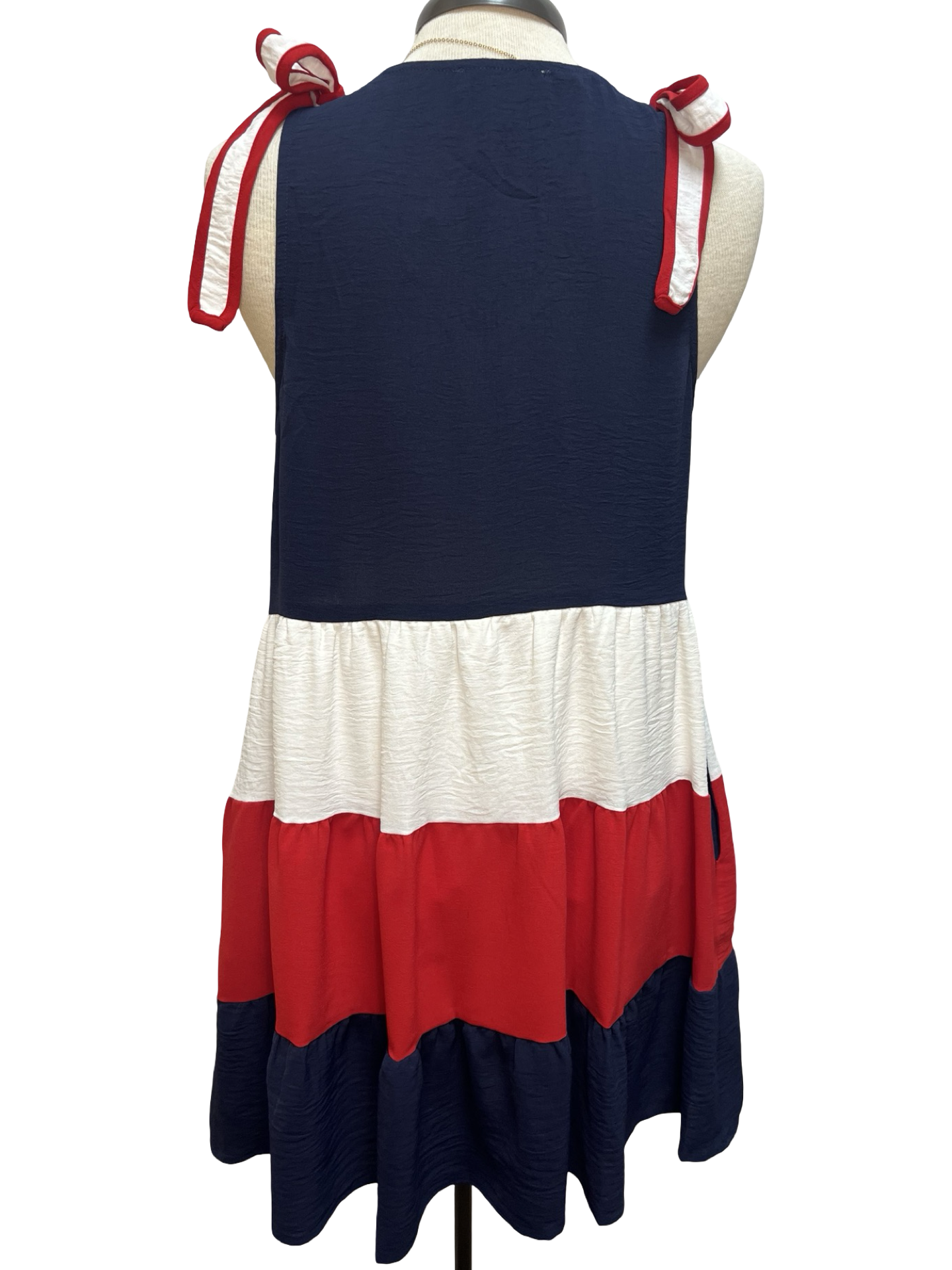 Shoulder Bow Tie Color Block Mini Dress